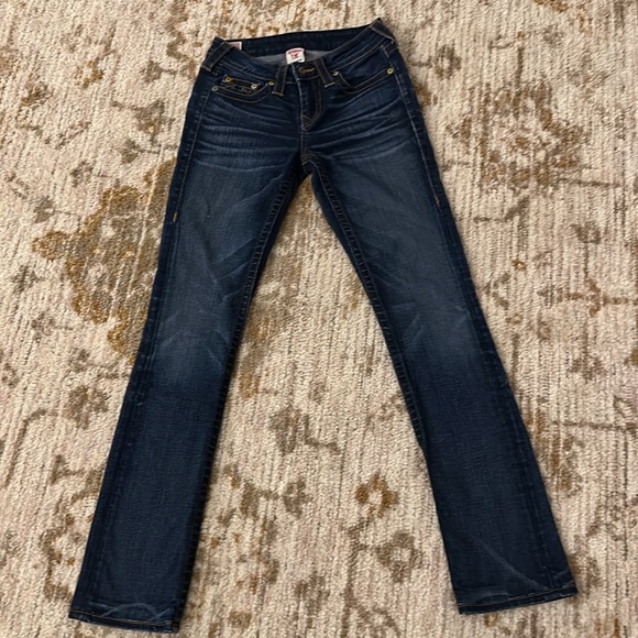 True Religion Denim - True Religion Mid-Rise Whiskered Blue Straight Leg Jeans USA-Made Women’s Sz 25